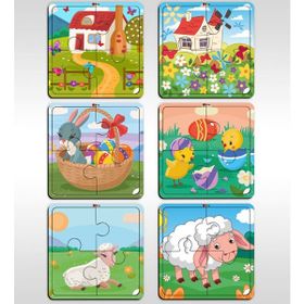 BK Model 9 Toys Çocuklar İçin Eğitici-Öğretici Ahşap 4 Parça Yapboz 6 Adet Puzzle