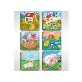 BK Model 9 Toys Çocuklar İçin Eğitici-Öğretici Ahşap 4 Parça Yapboz 6 Adet Puzzle