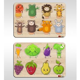 BK Toys 2’li Ahşap Figürlü Eğitici-Öğretici Puzzle