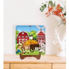BK Toys 2'si 1 Arada Eğitici-Öğretici Ahşap Çerçeveli 4 Parça Puzzle