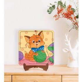 BK Toys 2'si 1 Arada Eğitici-Öğretici Ahşap Çerçeveli 4 Parça Puzzle