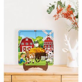BK Toys 2'si 1 Arada Eğitici-Öğretici Ahşap Çerçeveli 4 Parça Puzzle
