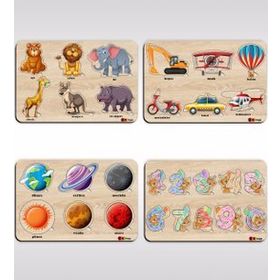BK Toys 4’lü Ahşap Figürlü Eğitici-Öğretici Puzzle