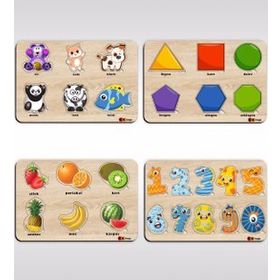 BK Toys 4’lü Ahşap Figürlü Eğitici-Öğretici Puzzle