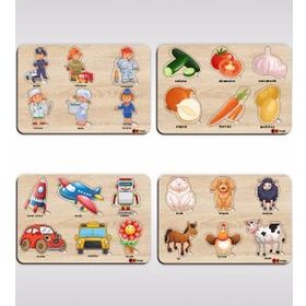 BK Toys 4’lü Ahşap Figürlü Eğitici-Öğretici Puzzle