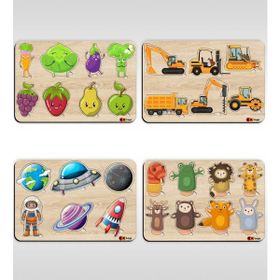 BK Toys 4’lü Ahşap Figürlü Eğitici-Öğretici Puzzle