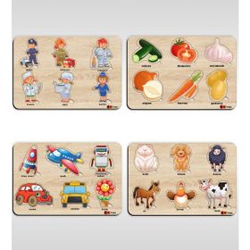 BK Toys 4’lü Ahşap Figürlü Eğitici-Öğretici Puzzle