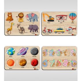 BK Toys 4’lü Ahşap Figürlü Eğitici-Öğretici Puzzle