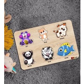 BK Toys Çocuklar İçin Ahşap Figürlü Eğitici-Öğretici Yapboz 4 Puzzle