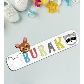 BK Toys Çocuklara Özel İsimli Ahşap Eğitici 16 Puzzle