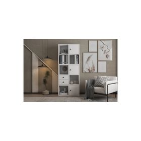 BKConcep tKTP-1044-Ç 3 Kapaklı Çekmeceli Raflı 65 cm Beyaz Kitaplık