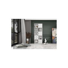 BKConcep tKTP-1044-Ç 3 Kapaklı Çekmeceli Raflı 65 cm Beyaz Kitaplık