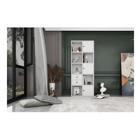 BKConcep tKTP-1044-Ç 3 Kapaklı Çekmeceli Raflı 65 cm Beyaz Kitaplık