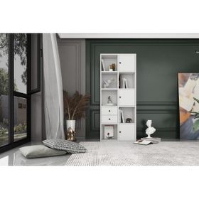 BKConcep tKTP-1044-Ç 3 Kapaklı Çekmeceli Raflı 65 cm Beyaz Kitaplık