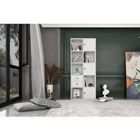 BKConcep tKTP-1044-Ç 3 Kapaklı Çekmeceli Raflı 65 cm Beyaz Kitaplık