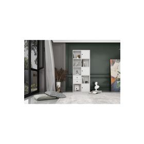 BKConcep tKTP-1044-Ç 3 Kapaklı Çekmeceli Raflı 65 cm Beyaz Kitaplık