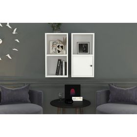 BKConcept DVR-1053-Ç Beyaz 70 cm Kitaplıklı Kapaklı Duvar Rafı