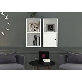 BKConcept DVR-1053-Ç Beyaz 70 cm Kitaplıklı Kapaklı Duvar Rafı
