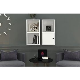BKConcept DVR-1053-Ç Beyaz 70 cm Kitaplıklı Kapaklı Duvar Rafı