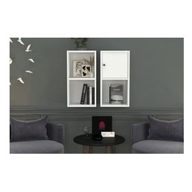 BKConcept DVR-1054-Ç Beyaz 70 cm Kitaplıklı Kapaklı Duvar Rafı