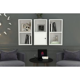 BKConcept DVR-1060-Ç Beyaz 100 cm Kitaplıklı Kapaklı Duvar Rafı