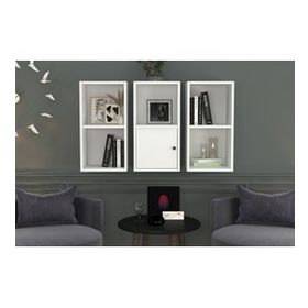 BKConcept DVR-1060-Ç Beyaz 100 cm Kitaplıklı Kapaklı Duvar Rafı