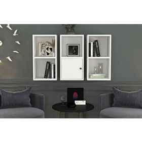 BKConcept DVR-1060-Ç Beyaz 100 cm Kitaplıklı Kapaklı Duvar Rafı
