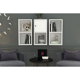BKConcept DVR-1061-Ç Beyaz 100 cm Kitaplıklı Kapaklı Duvar Rafı