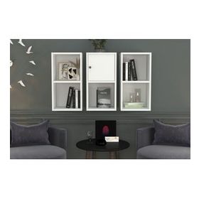BKConcept DVR-1061-Ç Beyaz 100 cm Kitaplıklı Kapaklı Duvar Rafı