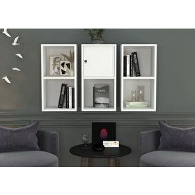 BKConcept DVR-1061-Ç Beyaz 100 cm Kitaplıklı Kapaklı Duvar Rafı