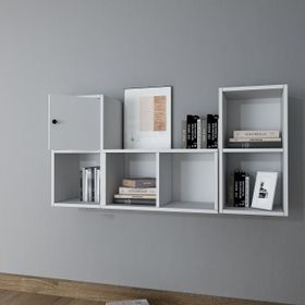 BKConcept DVR-1061-Ç Beyaz 100 cm Kitaplıklı Kapaklı Duvar Rafı