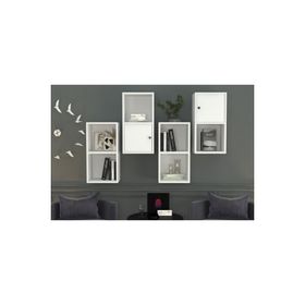 BKConcept DVR-1067-Ç Beyaz 135 cm Kitaplıklı Kapaklı Duvar Rafı