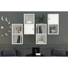 BKConcept DVR-1067-Ç Beyaz 135 cm Kitaplıklı Kapaklı Duvar Rafı