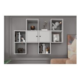 BKConcept DVR-1067-Ç Beyaz 135 cm Kitaplıklı Kapaklı Duvar Rafı