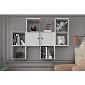 BKConcept DVR-1067-Ç Beyaz 135 cm Kitaplıklı Kapaklı Duvar Rafı