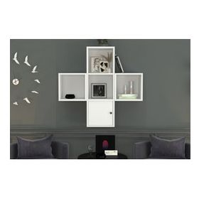 BKConcept DVR-1083-Ç Beyaz 100 cm Kitaplıklı Kapaklı Duvar Rafı