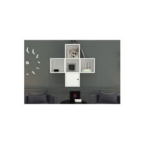 BKConcept DVR-1083-Ç Beyaz 100 cm Kitaplıklı Kapaklı Duvar Rafı