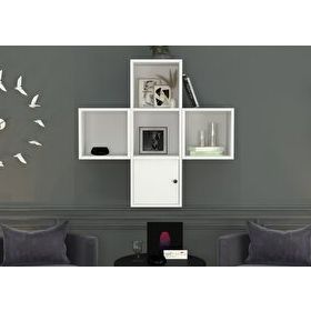 BKConcept DVR-1083-Ç Beyaz 100 cm Kitaplıklı Kapaklı Duvar Rafı