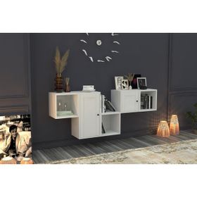 BKConcept DVR-1107-Ç Beyaz 170 cm Raflı Dolaplı Duvar Rafı