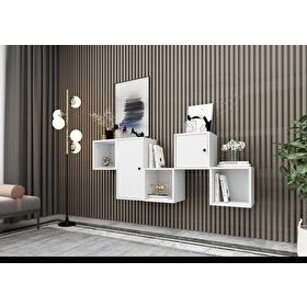 BKConcept DVR-1107-Ç Beyaz 170 cm Raflı Dolaplı Duvar Rafı