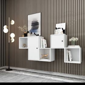 BKConcept DVR-1107-Ç Beyaz 170 cm Raflı Dolaplı Duvar Rafı