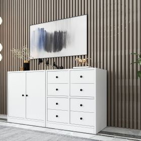 BKConcept KNS-1040-Ç Dolaplı Çekmeceli Konsol Beyaz 130 cm Konsol
