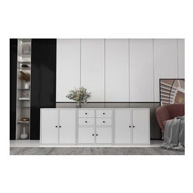BKConcept KNS-1210-Ç Altı Kapaklı Dört Çekmeceli Raflı Beyaz Çıtasız Konsol