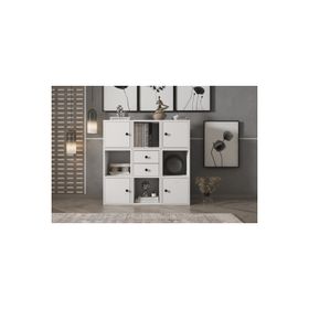 BKConcept KTP-1053-Ç 4 Kapaklı Çekmeceli Raflı 65 cm Beyaz Kitaplık