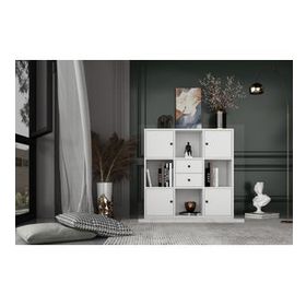 BKConcept KTP-1053-Ç 4 Kapaklı Çekmeceli Raflı 65 cm Beyaz Kitaplık