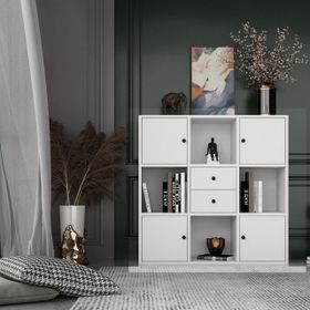 BKConcept KTP-1053-Ç 4 Kapaklı Çekmeceli Raflı 65 cm Beyaz Kitaplık