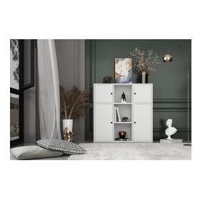 BKConcept KTP-1058-Ç 4 Kapaklı Çekmeceli Raflı 65 cm Beyaz Kitaplık