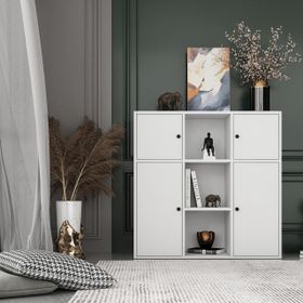 BKConcept KTP-1058-Ç 4 Kapaklı Çekmeceli Raflı 65 cm Beyaz Kitaplık
