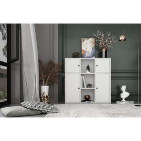 BKConcept KTP-1058-Ç 4 Kapaklı Çekmeceli Raflı 65 cm Beyaz Kitaplık