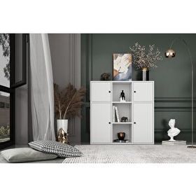 BKConcept KTP-1058-Ç 4 Kapaklı Çekmeceli Raflı 65 cm Beyaz Kitaplık